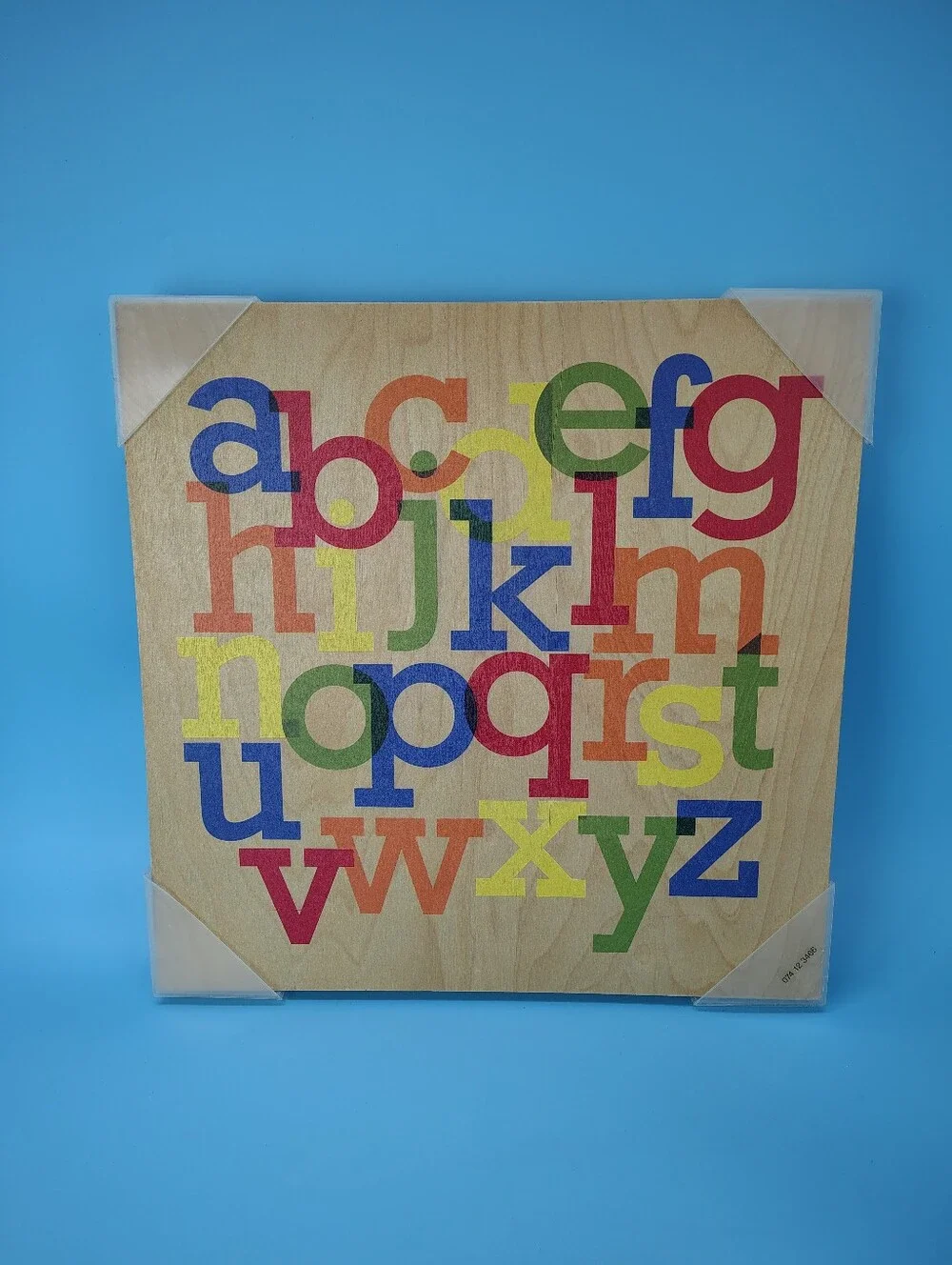 Alphabet Jumble Colorful Letters Wall Art Nursery Room Classroom 15x15x1 Wood